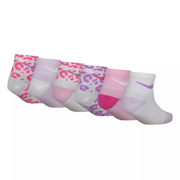 Nike Leopard Print Pink Purple Girls Socks 6 Pack 2T-4T - Picture 4 of 4